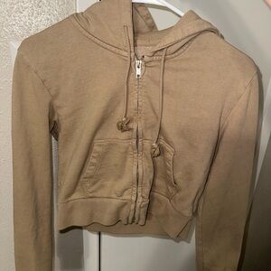 Tan Cropped Hoodie